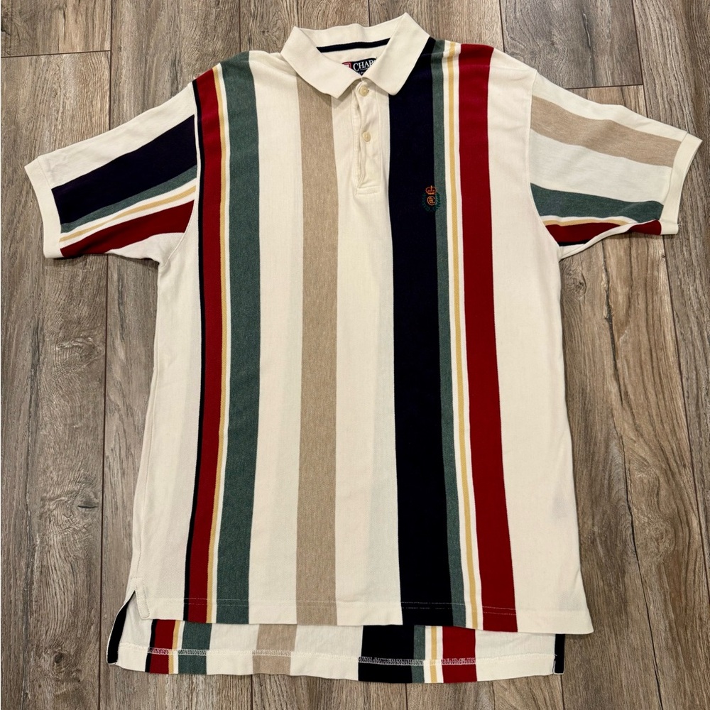 Men’s Vintage Chaps Ralph Lauren Multicolor Striped Short Sleeve Polo Size M